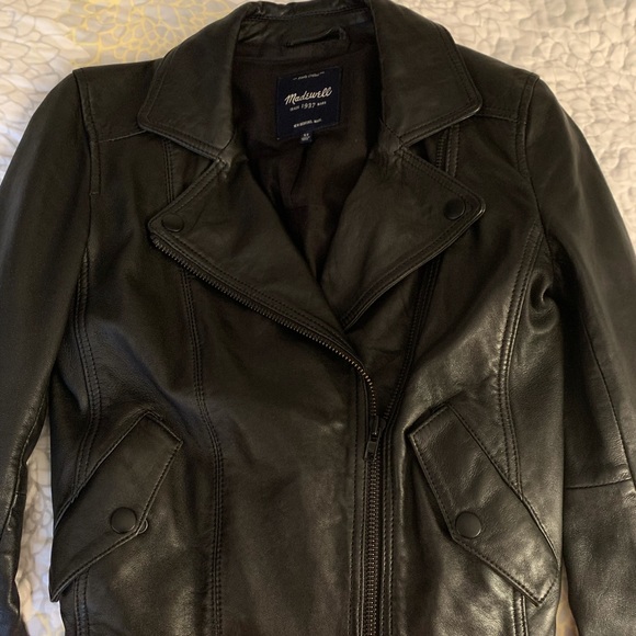 Madewell perfect leather Moto jacket true black, size XS - Picture 6 of 15